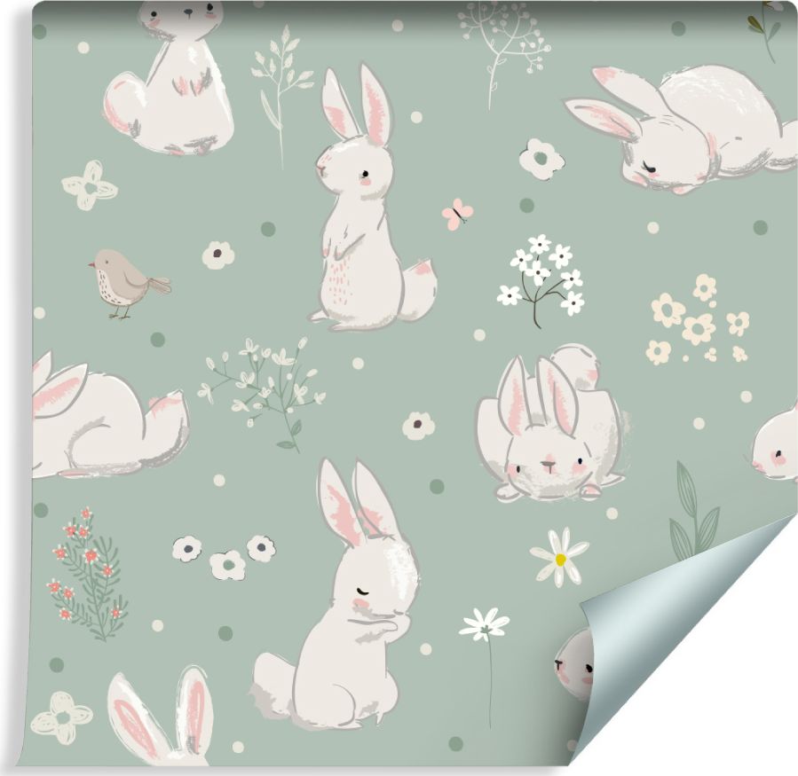 Muralo Tapeta Dla Dzieci - Białe Króliczki