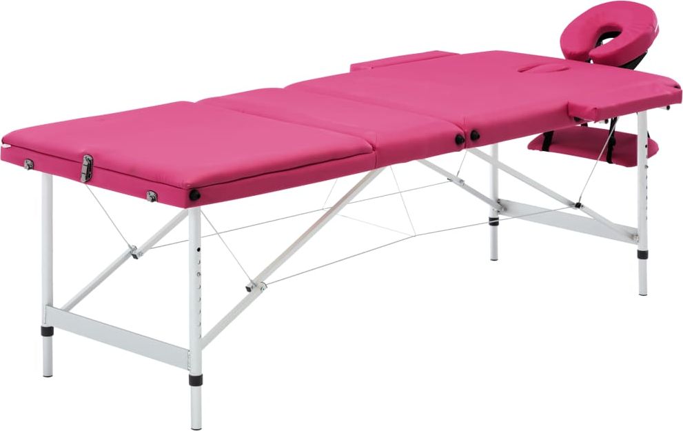 Фото - Масажний стіл VidaXL Składany stół do masażu, 3 strefy, aluminiowy, różowy 