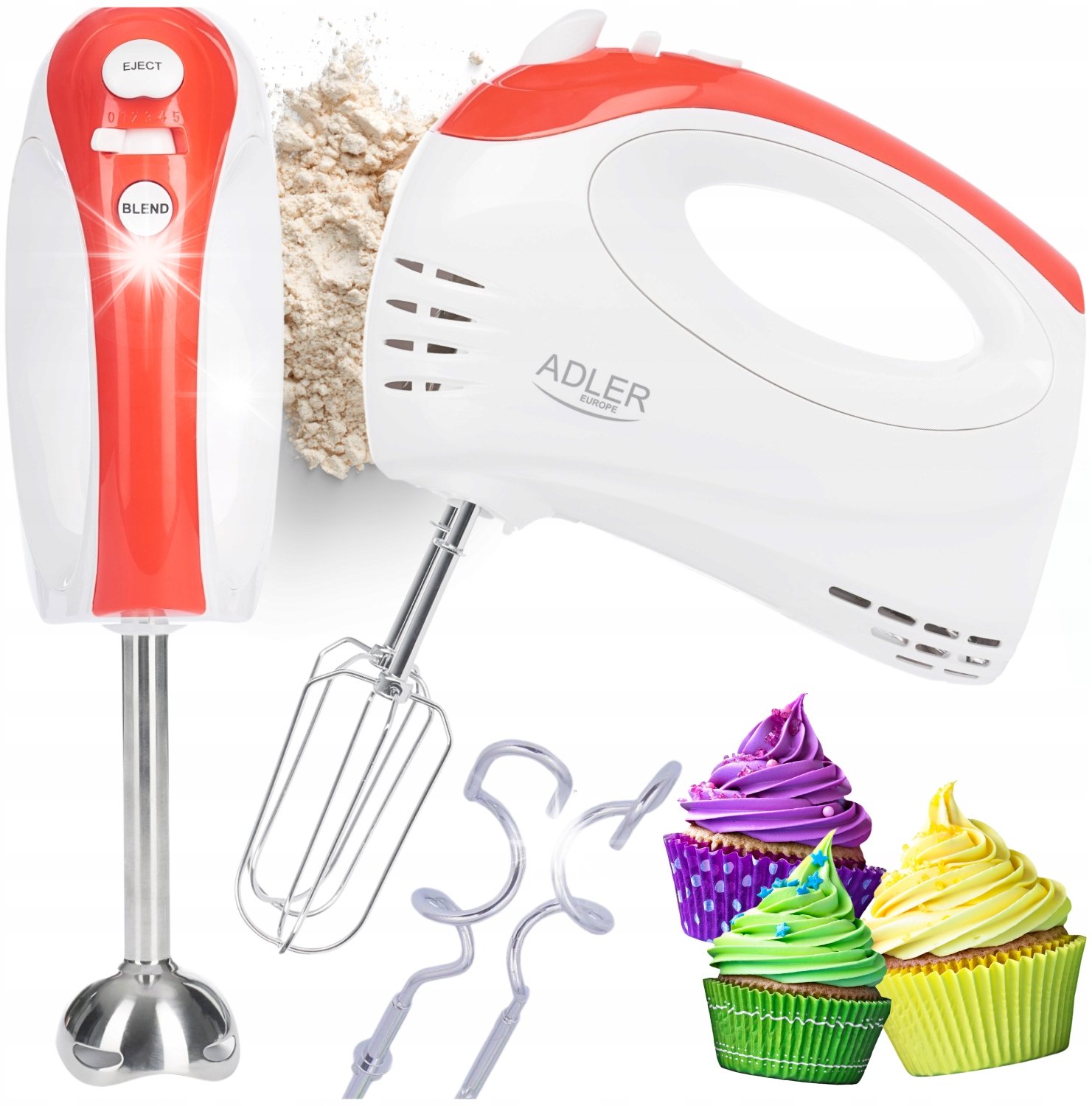 Mikser Adler Mikser ręczny robot kuchenny 550W turbo 5 prędkości z nasadką blendującą