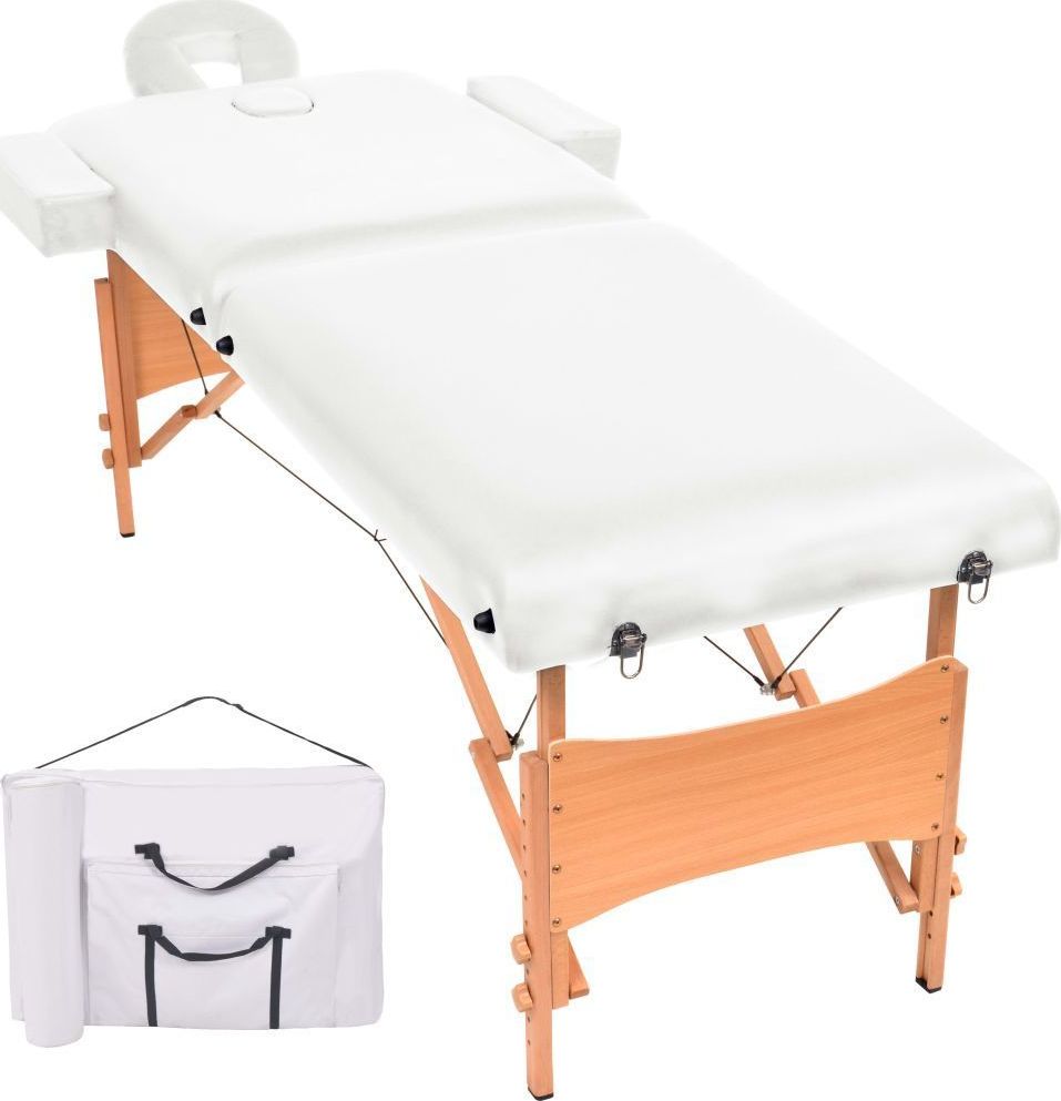 Фото - Масажний стіл VidaXL Składany stół do masażu, dwuczęściowy, grubość 10 cm, biały 