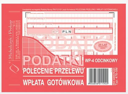 Michalczyk & Prokop Polecenie przelewu 4 odcinkowe A6 80 kartek (476-5)