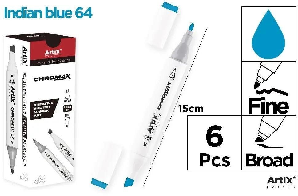 Marker Chromax z 2 końcówk. indian blue 64 (6szt)