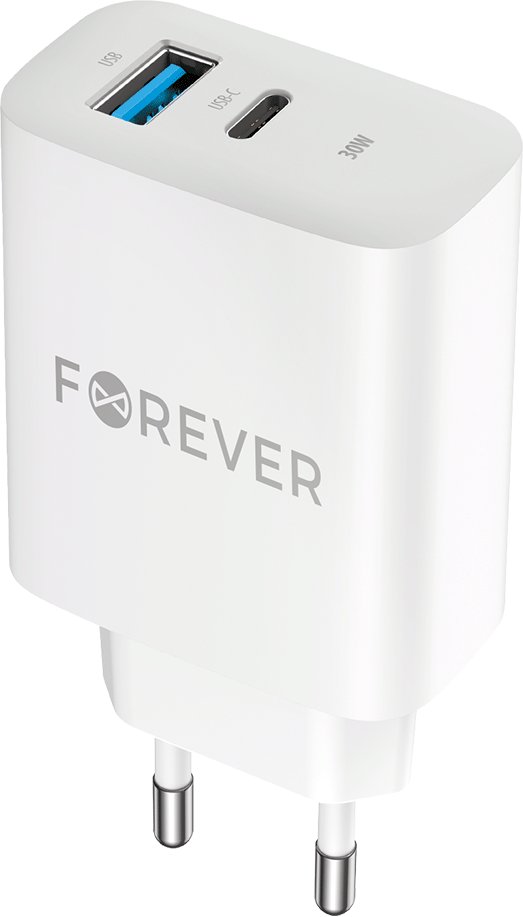 Ładowarka Forever ładowarka sieciowa PD QC TC-07-30AC 1x USB-C 1x USB 30W biała