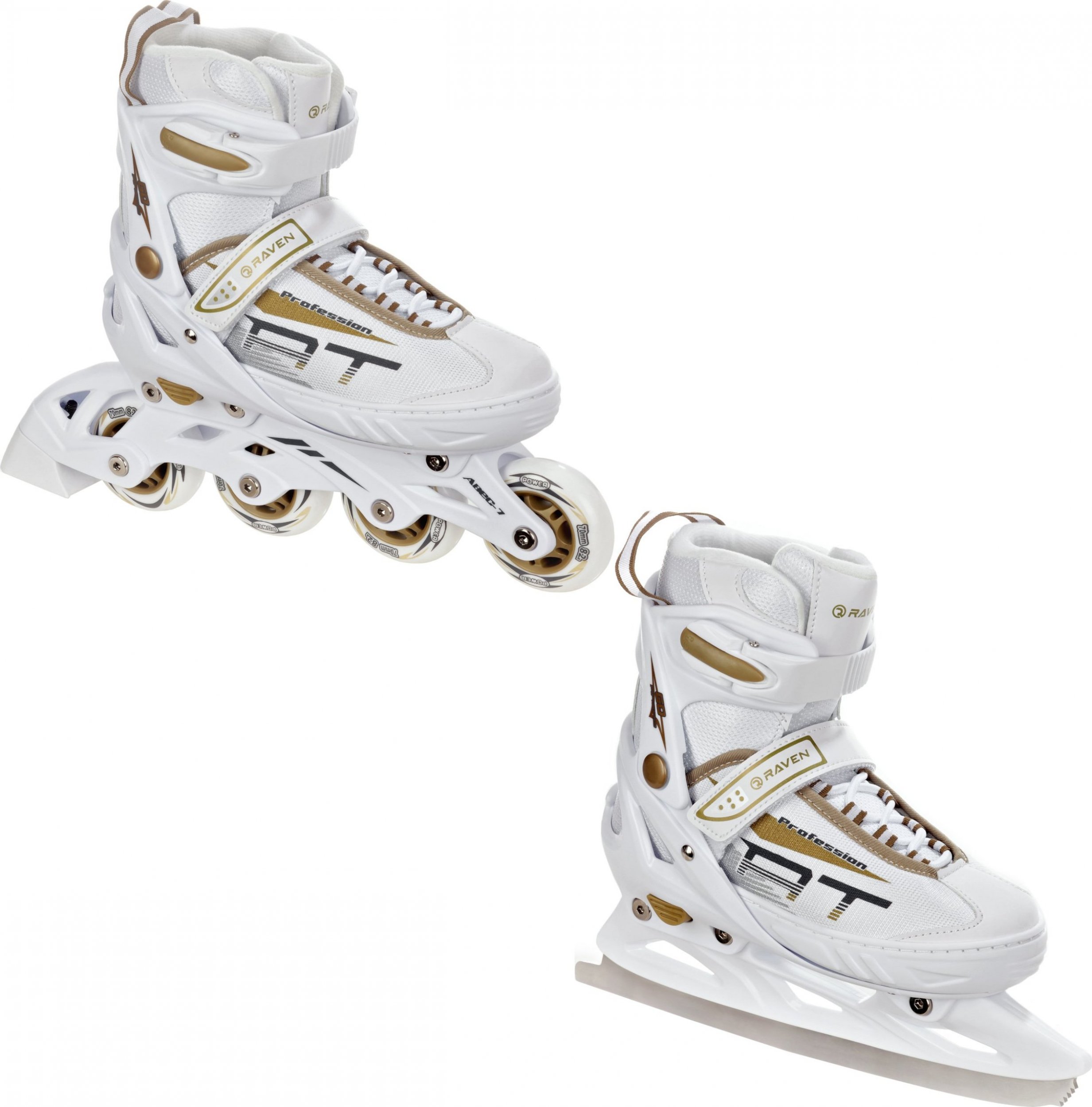 Zdjęcia - Rolki RAVEN    Łyżwy 2w1  Profession White/Gold 38-42 