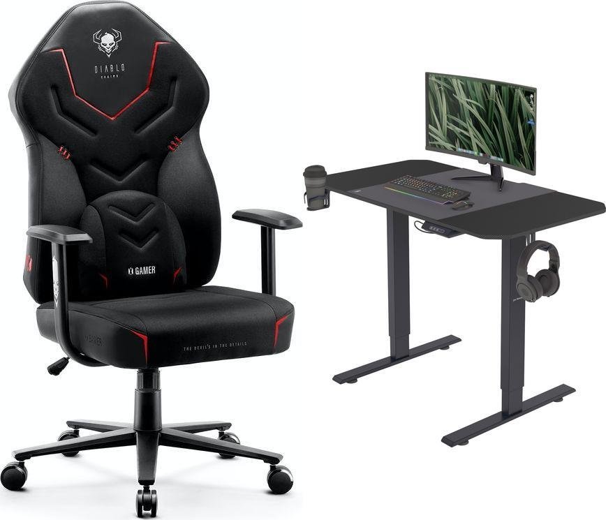 Fotel Diablo Chairs X-Gamer Dark Obsidian + EGON 1100 Czarne 110 cmx60 cm