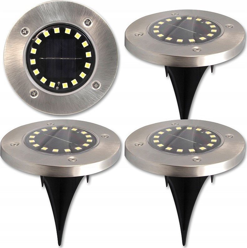 Masterled 4xLampy LED solarne wbijane ogrodowe 16 SMD zimne