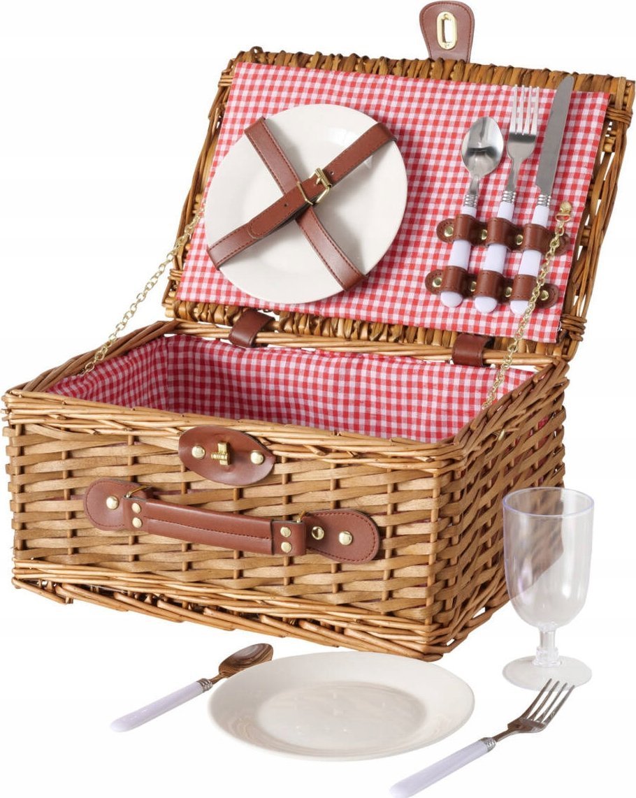 Boltze Koszyk piknikowy wiklinowy DARCEL, talerze, kieliszki, sztućce