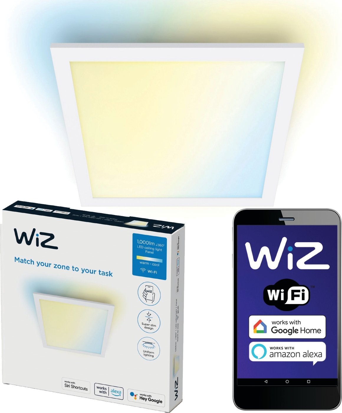 Lampa sufitowa Signify WiZ Panel sufitowy Kwadratowy Tunable White 1000lm Biały*