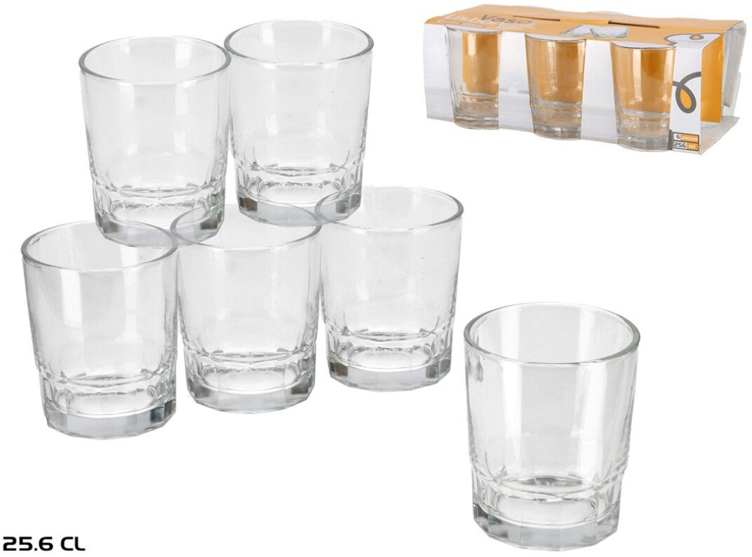 Lumarko 6 zestaw szklanek do wody ze szkła 256 ml 9 × 8 × 8 cm KITCHEN&GO 8430540233583 (8430540233583)