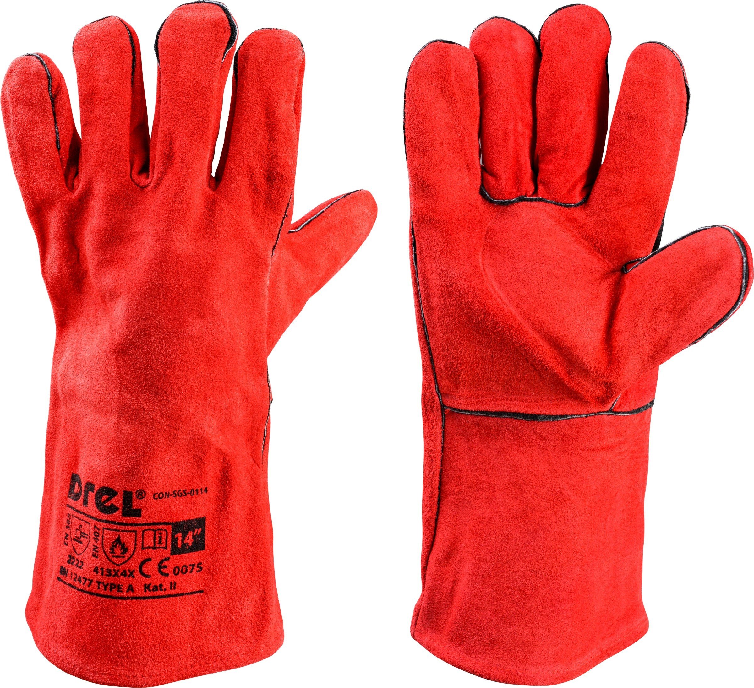 Drel DREL Rękawice Spawalnicze Skórzane 14"""" 12 Par Do Spawania MIG MAG