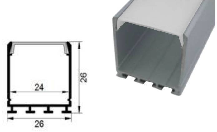 MW Lighting AL-GAMMA-SU-2M-ANODA: AluLicht profil nawierzchniowy 24mm anodowany dł. 2m (590481104026...