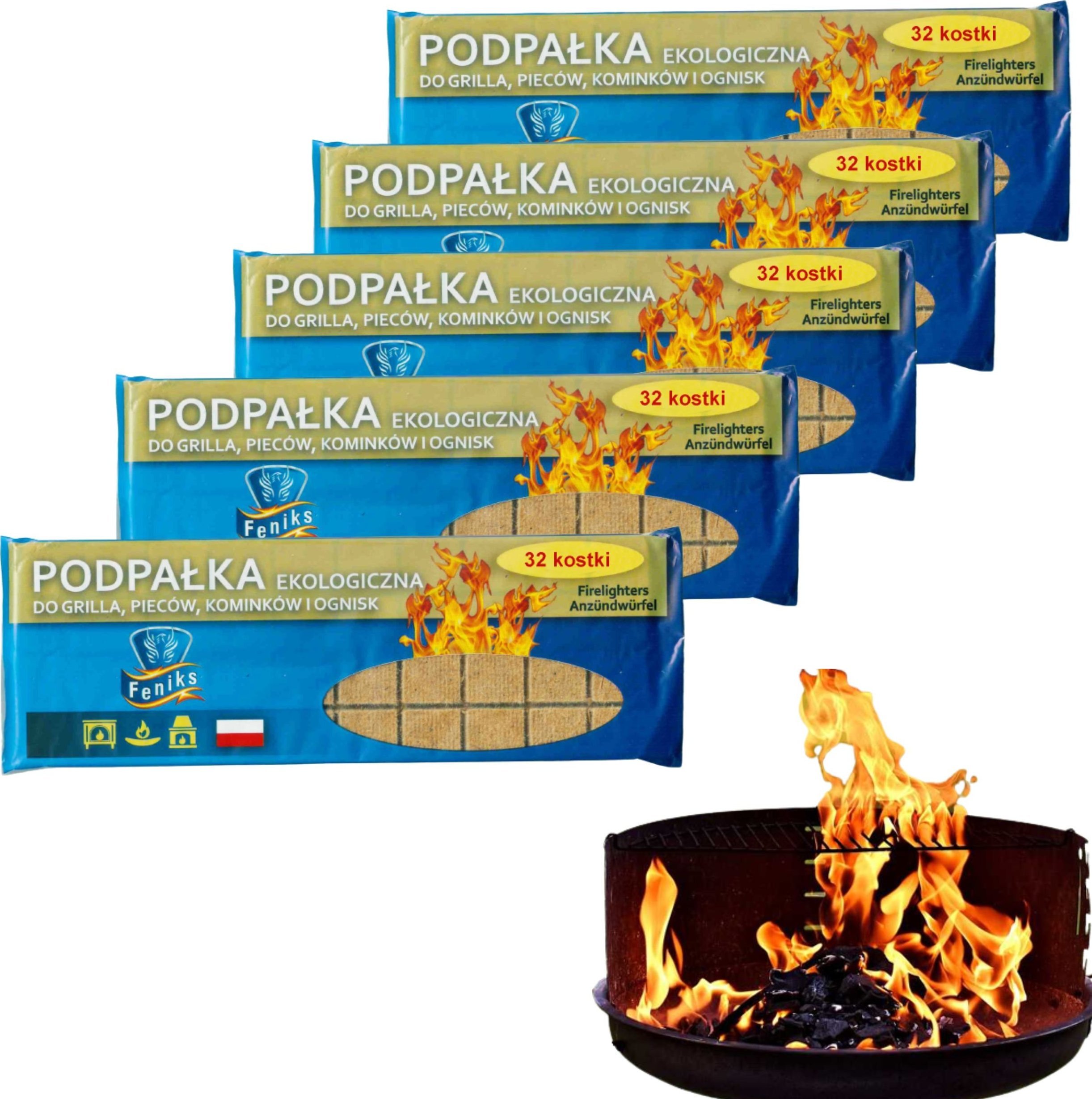 Feniks 5x Podpałka (szara) 32-kostki do rozpalania grilla