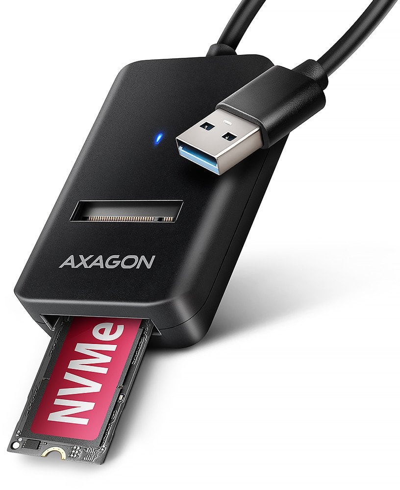 Kieszeń Axagon ADM2-AM Adapter USB3.2 Gen 2 M.2 NVMe/SATA SSD 10Gbps 10cm USB-A cable