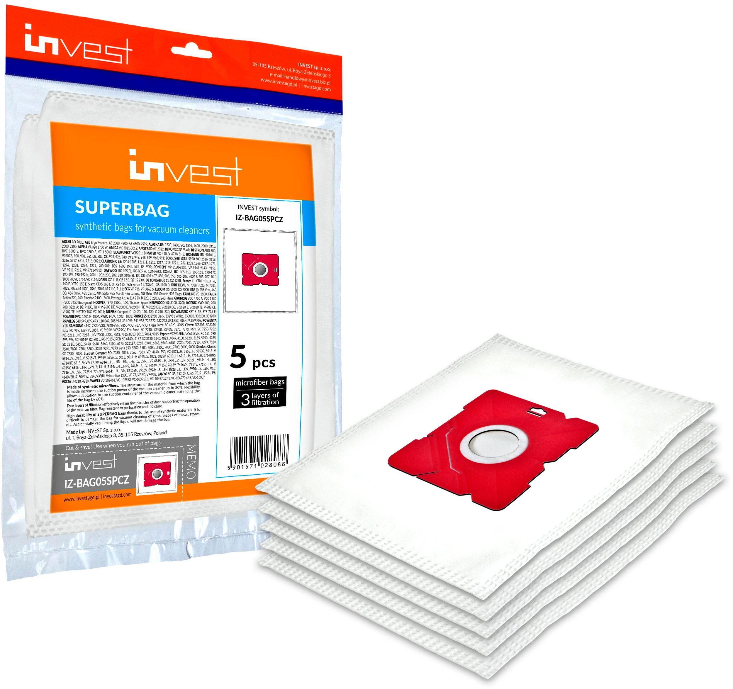 Worki syntetyczne do odkurzacza AMICA, Samsung, BEKO IZ-BAG05SPCZ