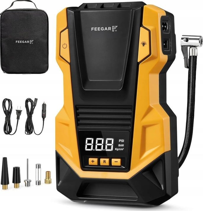 Kompresor samochodowy Feegar Kompresor Samochodowy 12V 230V SPRĘŻARKA POMPKA PRZENOŚNA do Kół LED