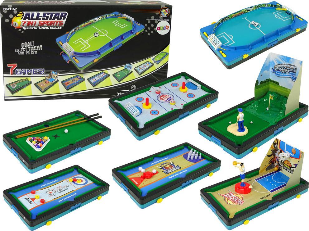 Zdjęcia - Gra planszowa LEAN Toys LeanToys Zestaw 7 Gier Sportowych Zręcznościowe Koszykówka Bilard Golf Pił 