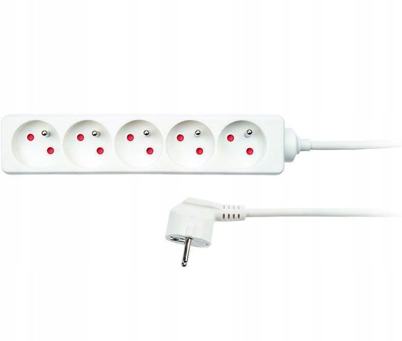 Solight przedłużacz, 5 zasuvek, biały, 1,5m