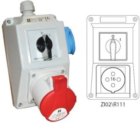 Spamel Zestaw instalacyjny z gniazdem czerwony 16A 4P 0-1 (ZI02R111)
