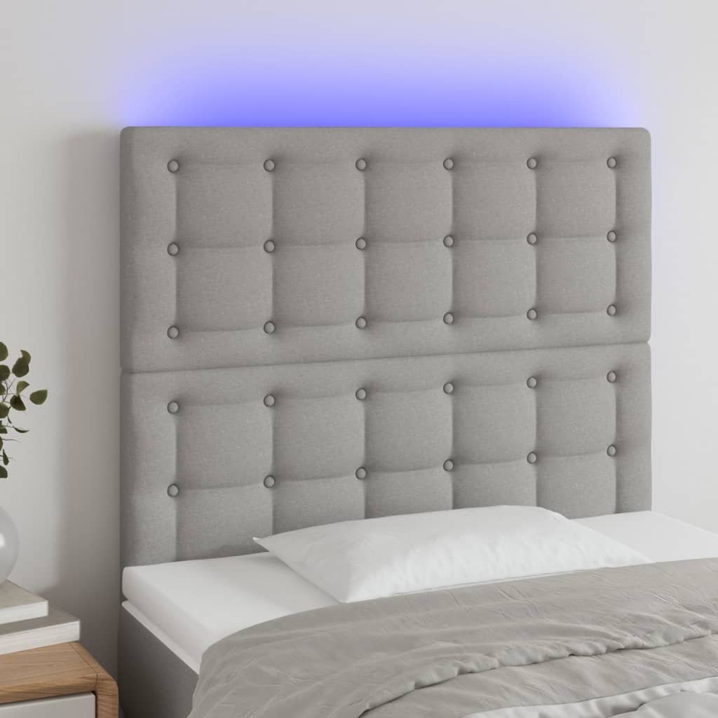 Фото - Інші меблі VidaXL Zagłówek do łóżka z LED, jasnoszary, 100x5x118/128 cm, tkani 