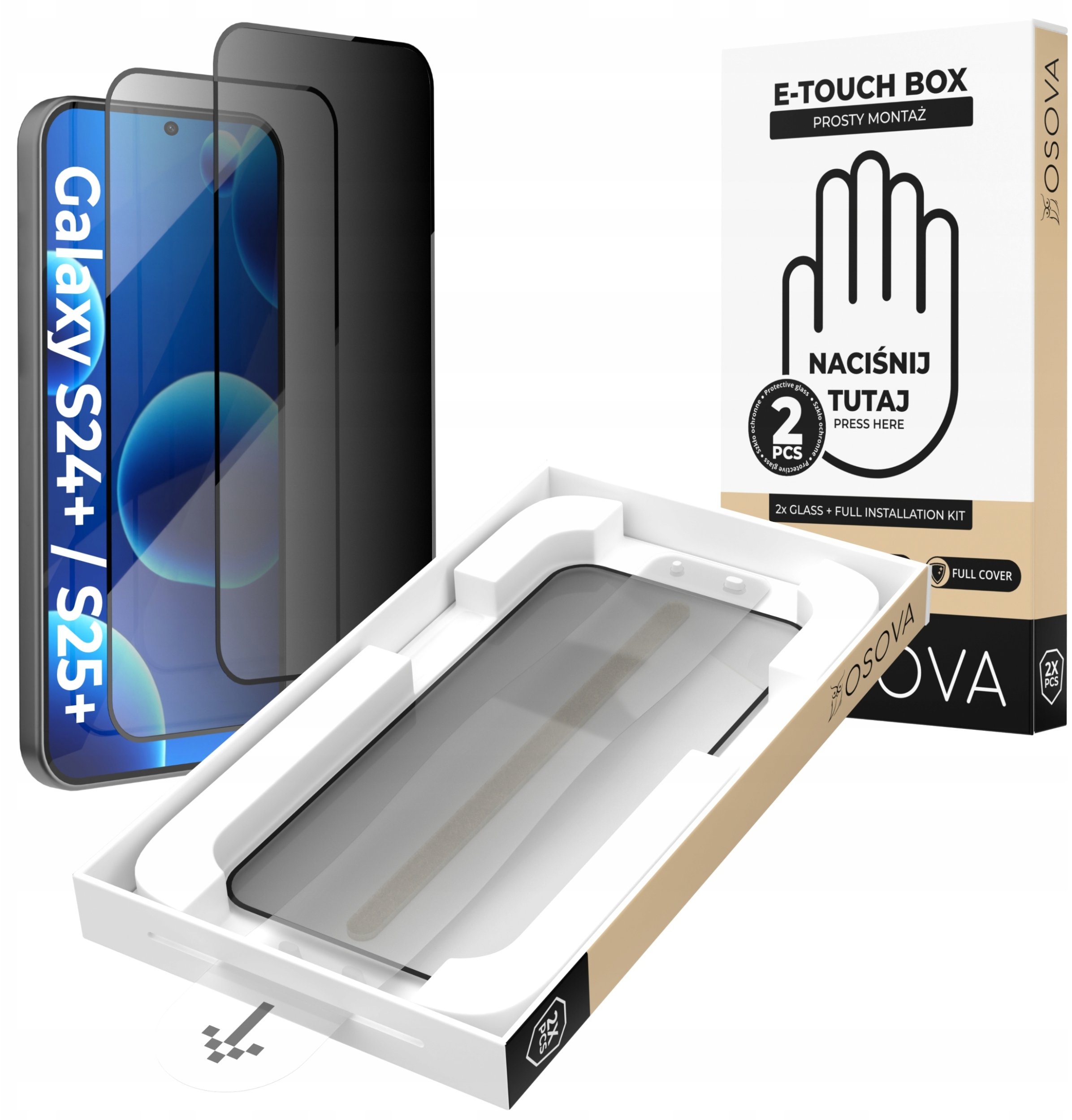 OSOVA SZKŁO PRYWATYZUJĄCE OSOVA do Samsung S24+ | S25+ SZYBKA Z APLIKATOREM 2 szt