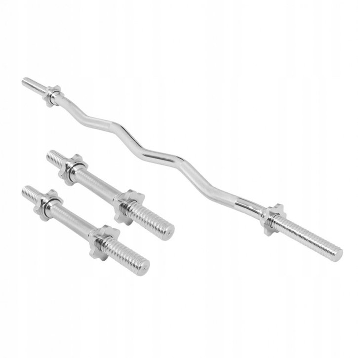 Gorilla Sports Zestaw gryfów: lekko zgięty 120cm i 2x gryfy 35cm