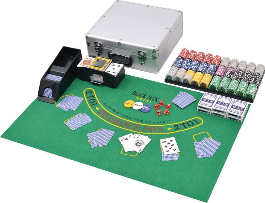 vidaXL Zestaw do gry w pokera i blackjacka, 600 żetonów laserowych, aluminium