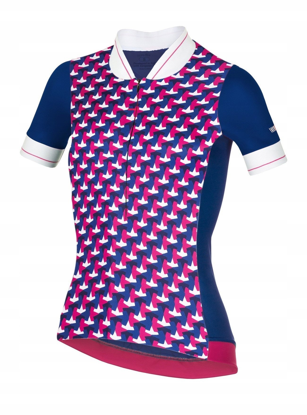 Damska koszulka rowerowa zeroRH+ Preppy W FUCSIA/DARK BLUE/WHITE - XL