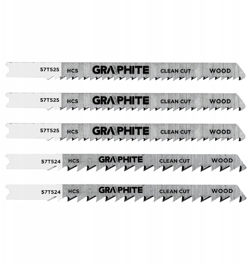 Graphite Zestaw brzeszczotów do wyrzynarki, 6 TPI, 10 TPI, HCS, uchwyt typu U, 5 szt.