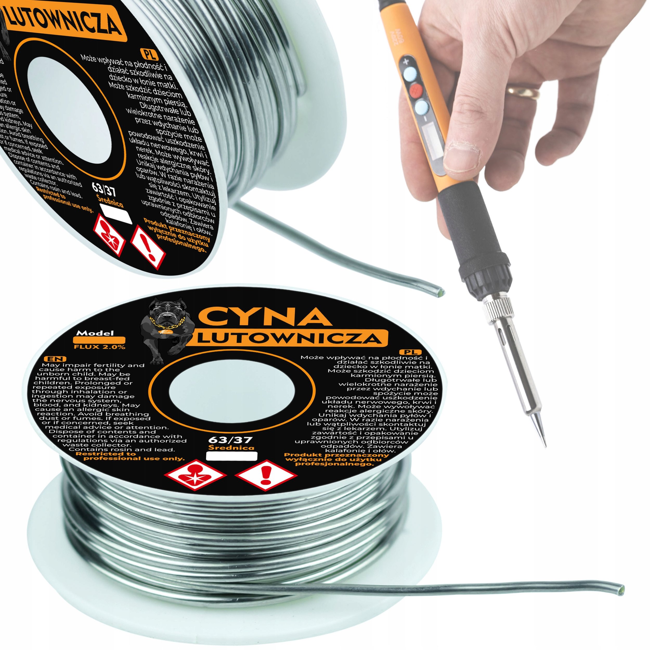 CYNA LUTOWNICZA PRECYZYJNA 2 MM SN63PB37 200G TOPNIK 2% FLUX LUTOWANIA LED