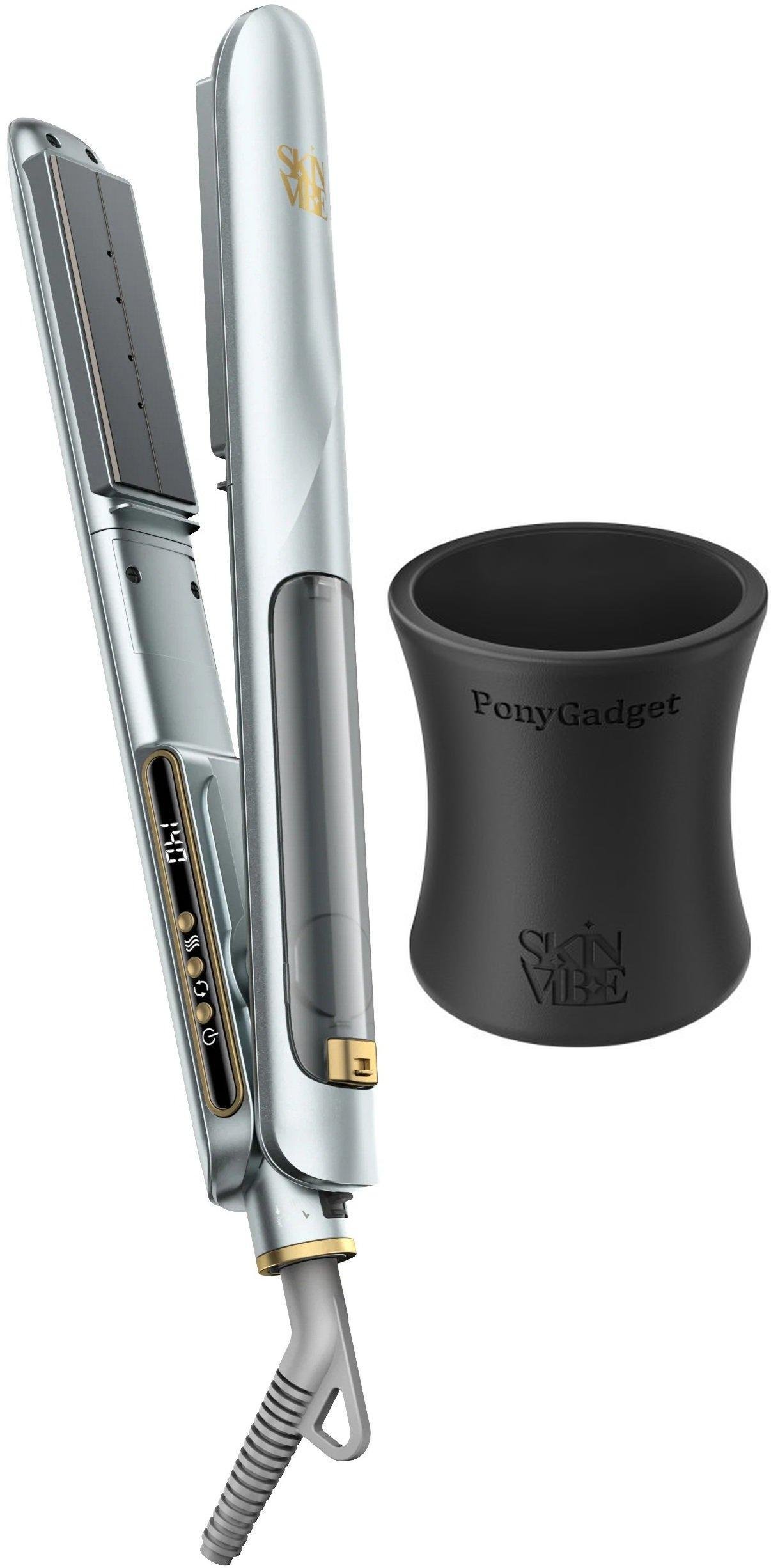Prostownica SkinVibe SkinVibe Astra SteamPlasma Silver + SkinVibe PonyGadget - Guma do włosów, czarna, XL (SV-006BK)