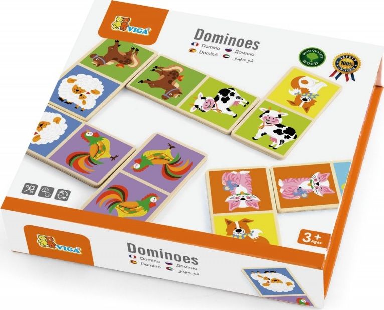 Viga Drewniana gra Domino Farma Viga Toys 28 elementów