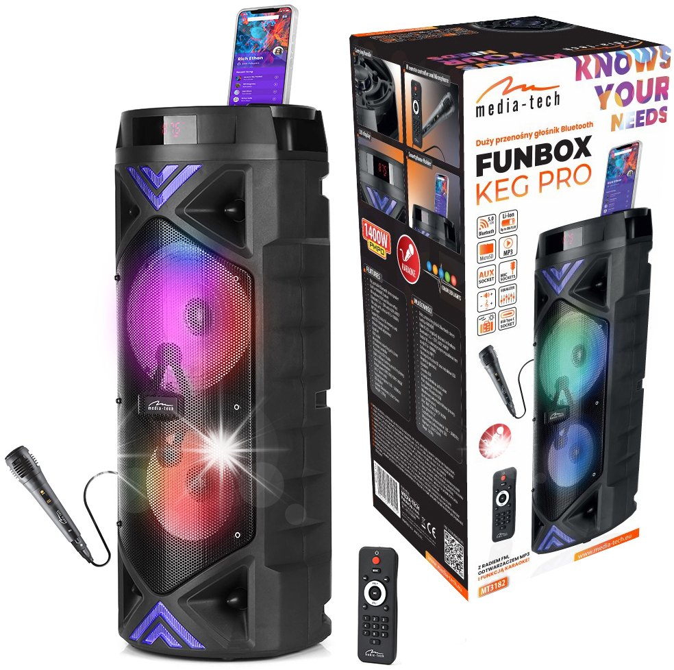 Głośnik Media-Tech Głośnik Bluetooth Media-Tech FUNBOX KEG PRO MT3182 50W Radio FM Czarny