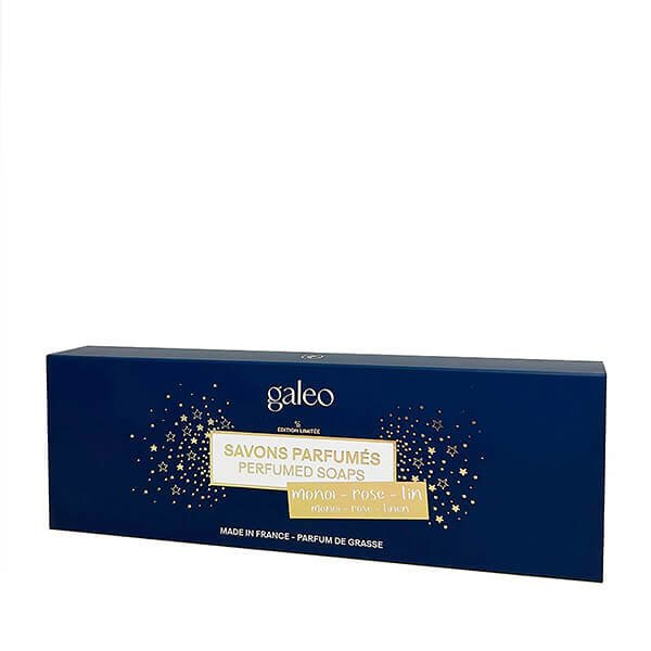 Galeo Zestaw perfumowanych mydeł - Monoi, Róża, Len