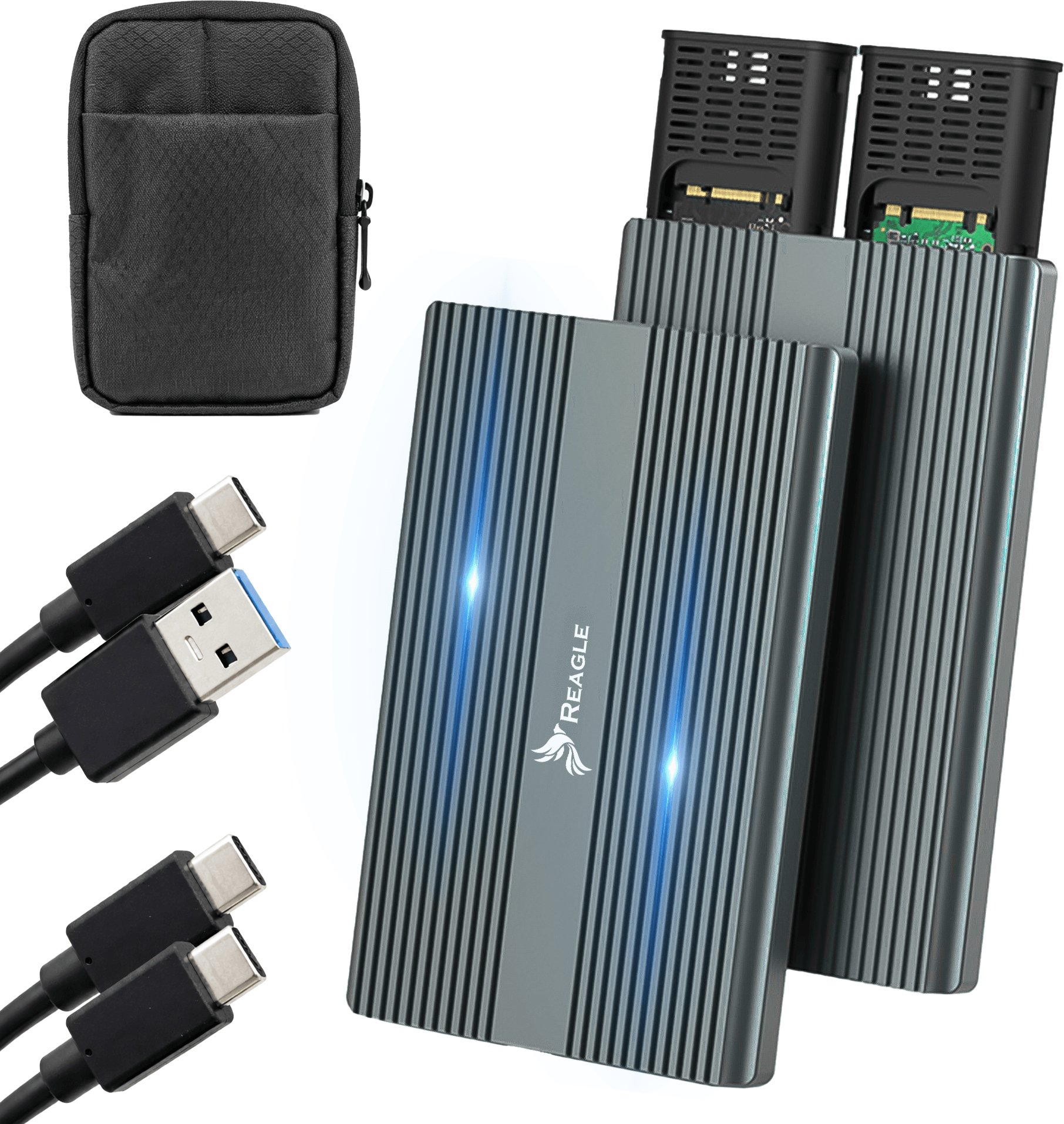 Reagle Reagle Obudowa NVME dysku m.2 SSD m2 Podwójna USB C 3.2 10Gbps PCIE na dwa dyski adapter do 2...