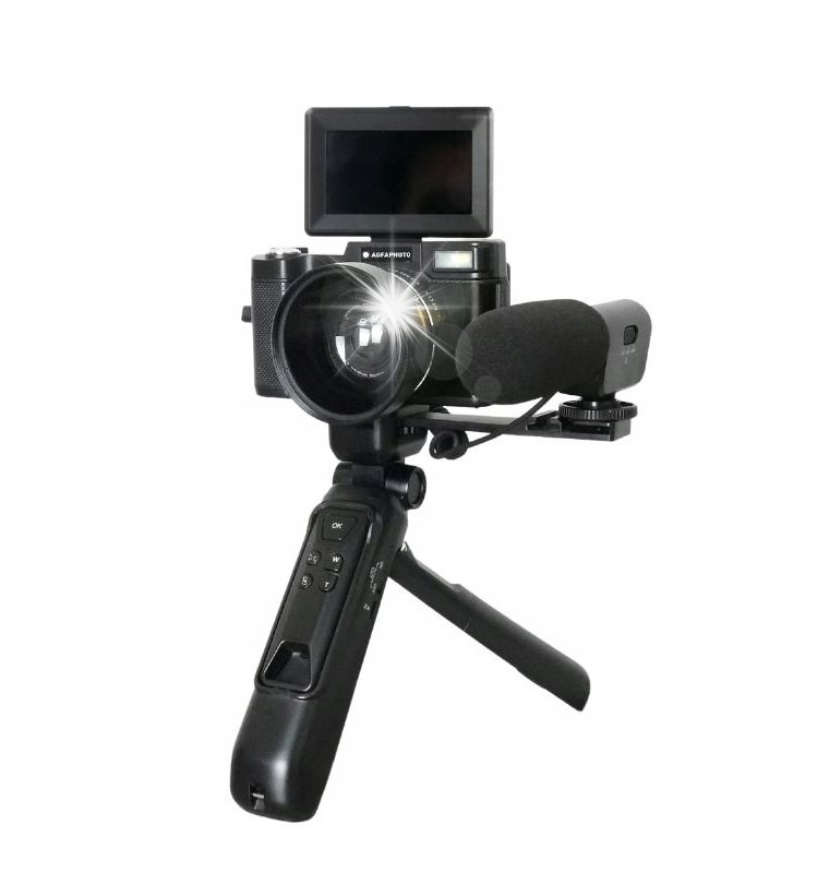 Aparat cyfrowy AgfaPhoto Zestaw VLOG Aparat Cyfrowy 24MP Kamera 4K AgfaPhoto VLG-4K + Pilot Mikrofon