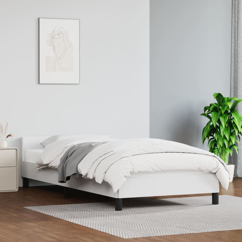 Фото - Ліжко VidaXL Rama łóżka z zagłówkiem, biała, 80x200 cm, sztuczna skóra 