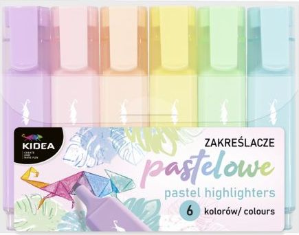 Derform Zakreślacze pastelowe 6 kolorów KIDEA