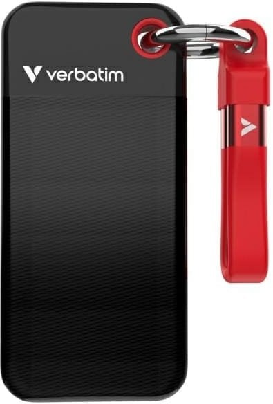 Dysk zewnętrzny SSD Verbatim Pocket SSD 2TB Czarno-czerwony (Pocket SSD USB 3.2 Gen 2 2TB)