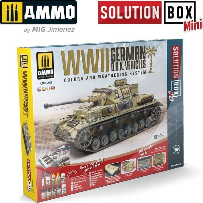 Vallejo Ammo: Solution Box Mini 19 - WWII German D.A.K. Vehicles - Colors and Weathering System