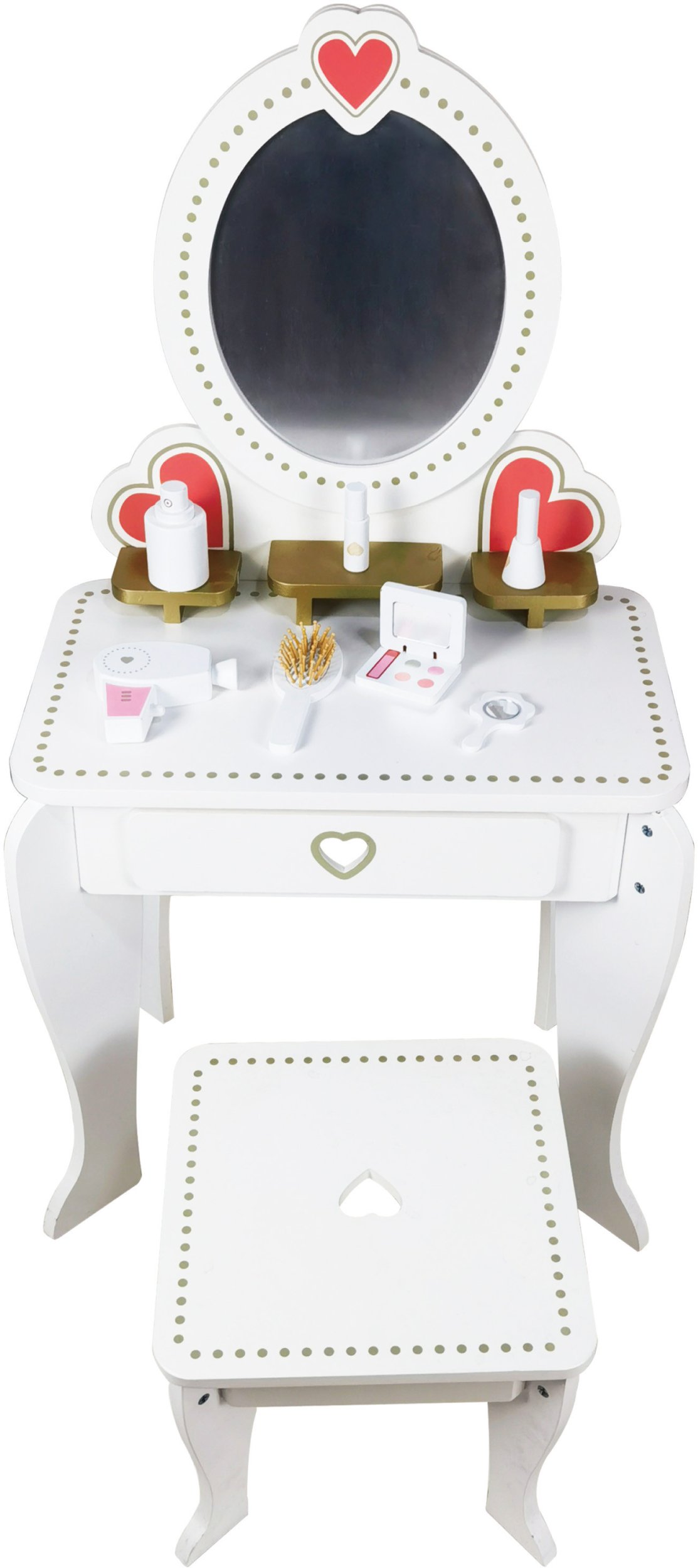 Biała toaletka dla dzieci Izolda z krzesełkiem akcesoria