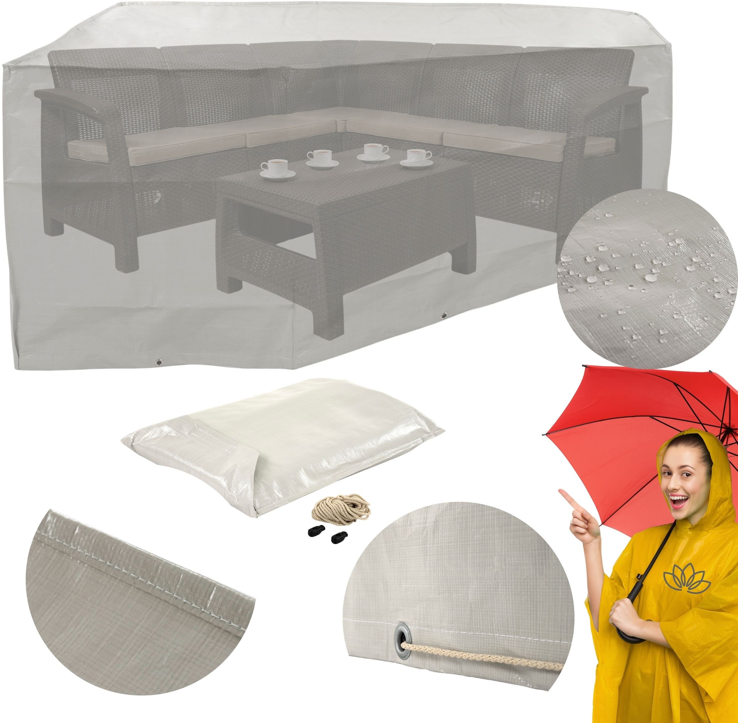 Bazkar Pokrowiec L-Shape na zestaw z Narożnikiem 195x195x80