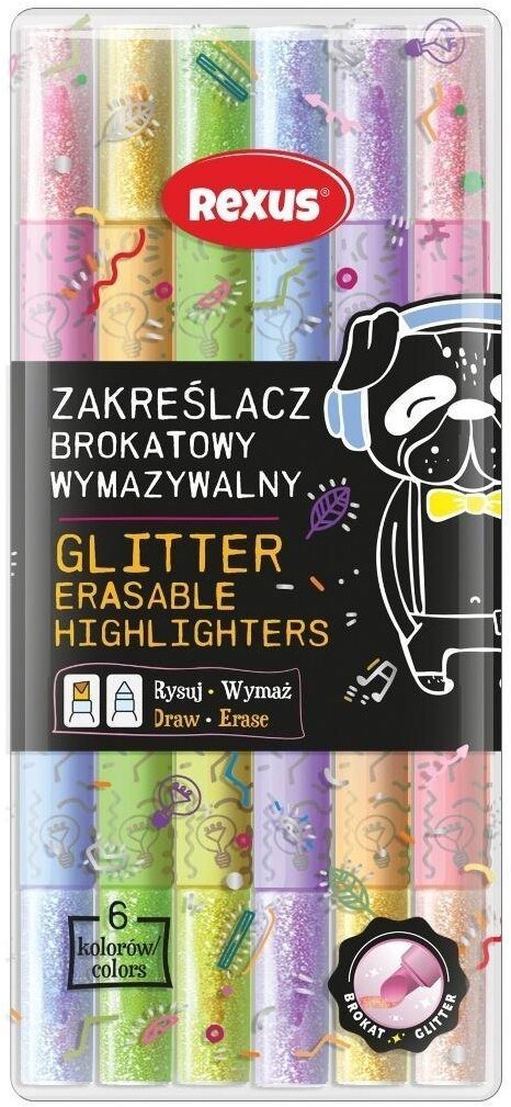 Beniamin Zakreślacze brokatowe wymaztwalne 6 kolorów (5904441163322)