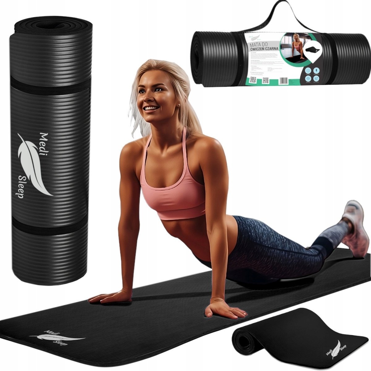 Medi Sleep Mata do ćwiczeń, jogi, gimnastyki, Fitnessu czarna Medi Sleep