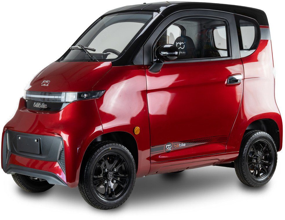 Czterokołowiec lekki, skuter elektryczny zabudowany z dachem MICRO CAR BILI BIKE SIGMA 4 LIT LiFePO4 czerwony ciemne wnętrze