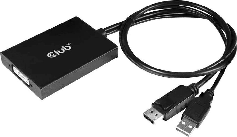 Zdjęcia - Kabel Club-3D Adapter AV Club 3D DVI-D - DisplayPort + USB-A czarny  (CAC-1010)