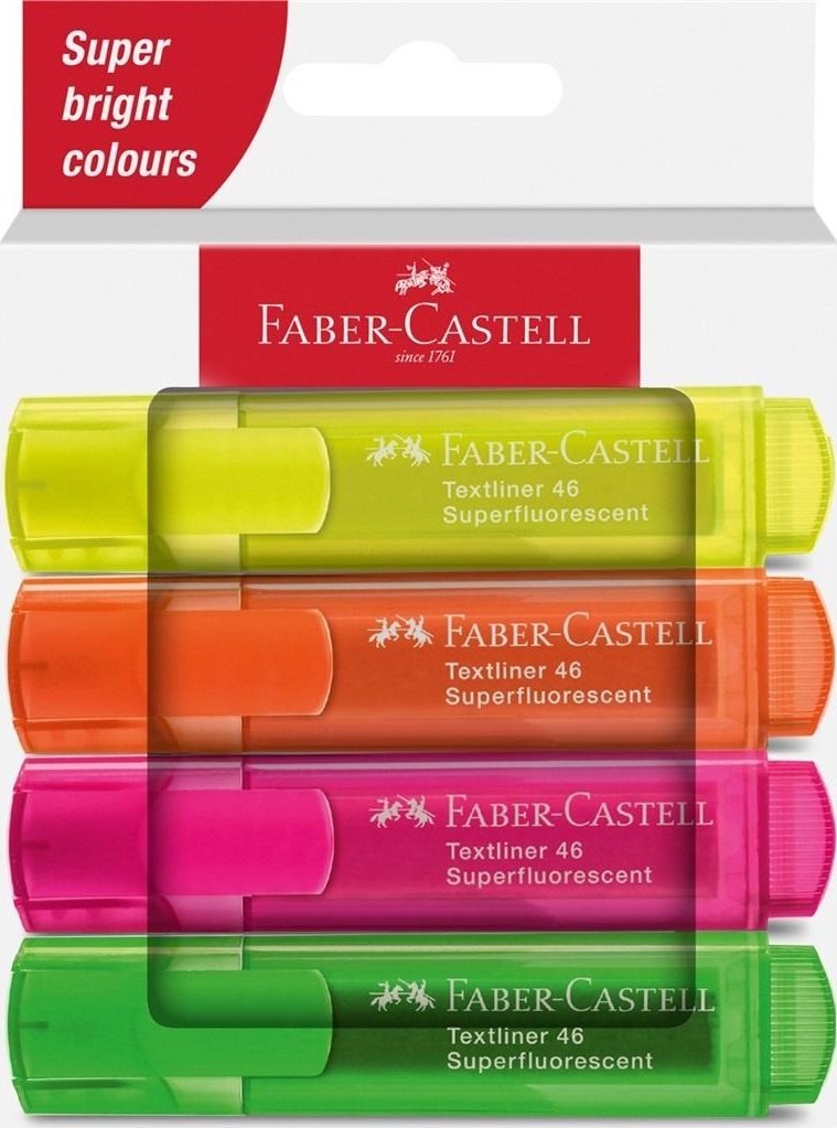 Faber-Castell Faber-Castell Textmarker 46 Superfluorescent marker 4 szt. Końcówka ścięta Zielony, Po...