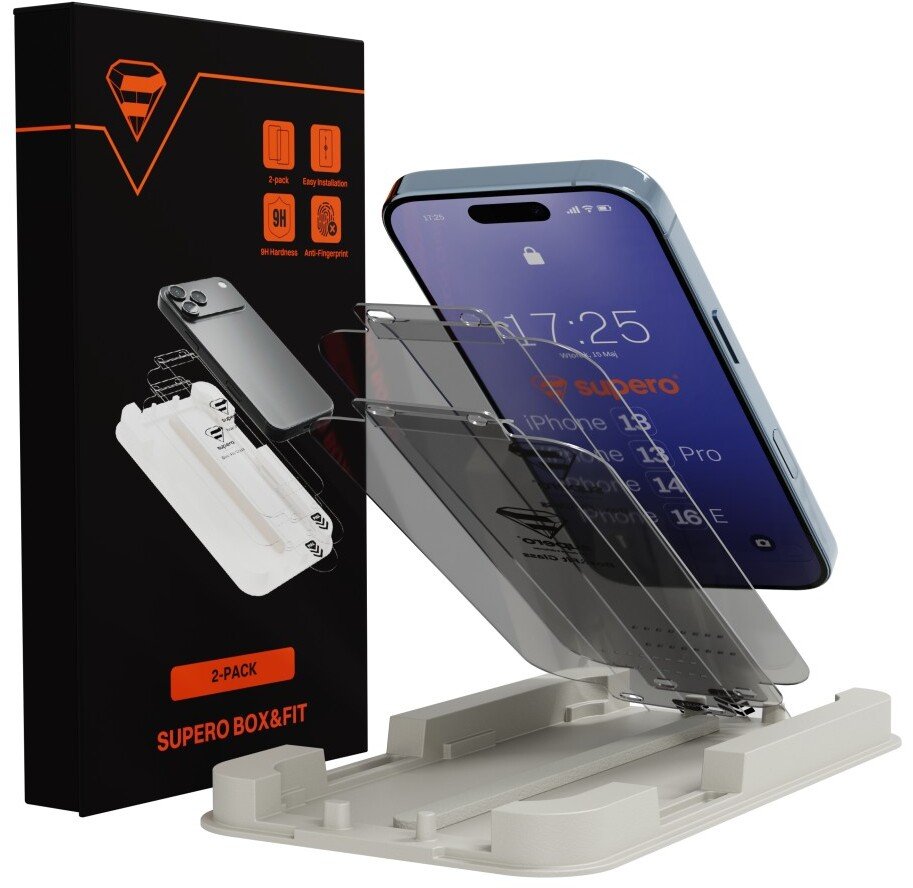 SUPERO Szkło hartowane Box&Fit do iPhone 16e / 14 / 13 Pro / 13, 2 szt. + aplikator