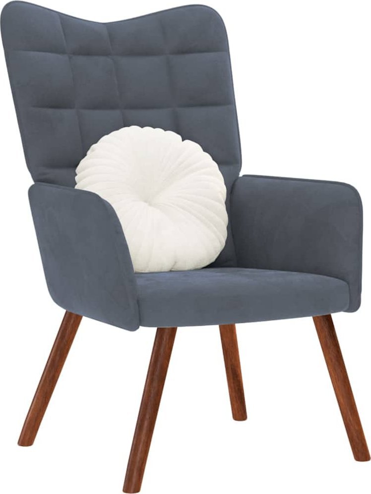 vidaXL Fotel, ciemnoszary, obity aksamitem