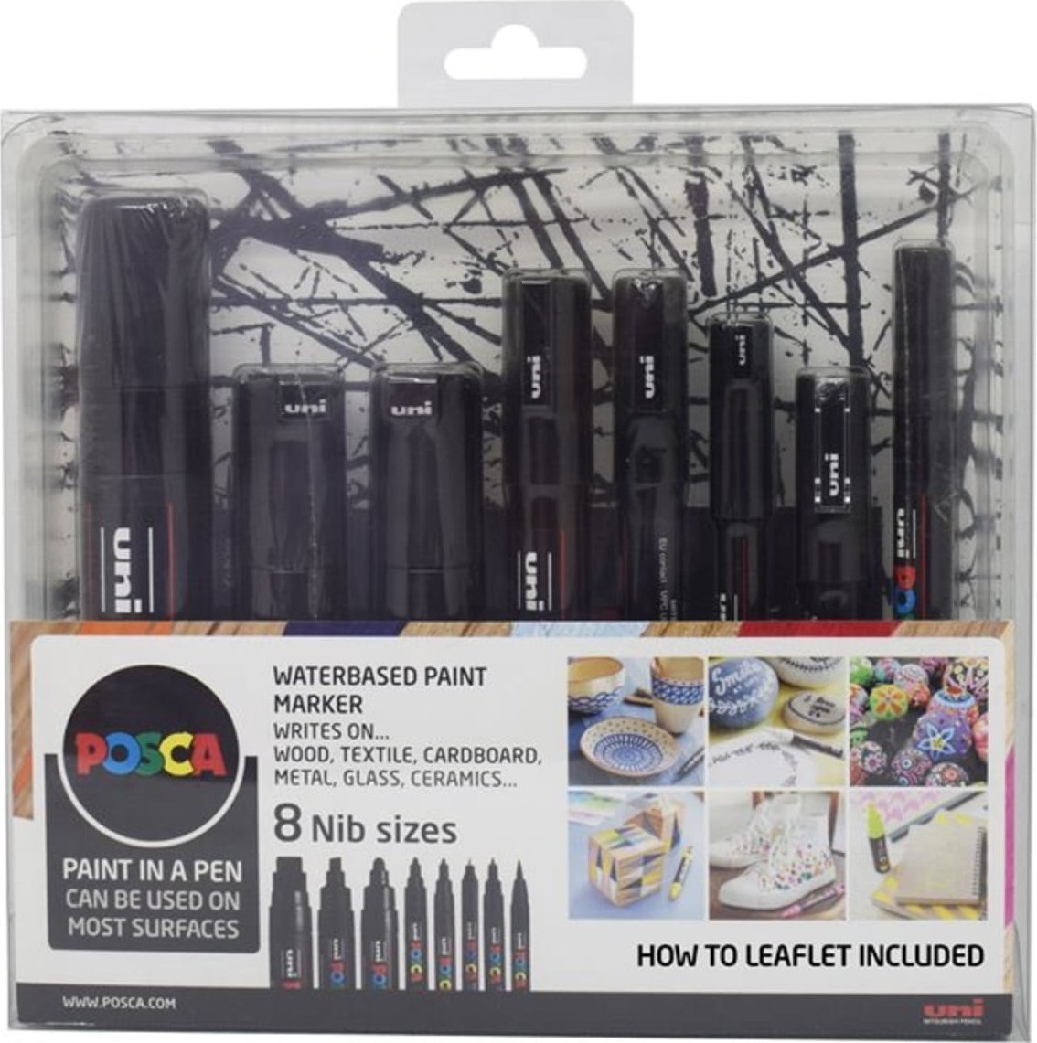 Posca Marker Uni Black Set - med 8 ass. størrelser
