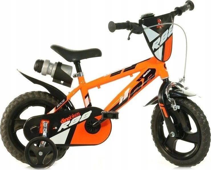 Kubisport Rowerek dziecięcy 12 cali kółka boczne pomarańczowy Dino Bikes (Kub_05-CSK5123K-OR)